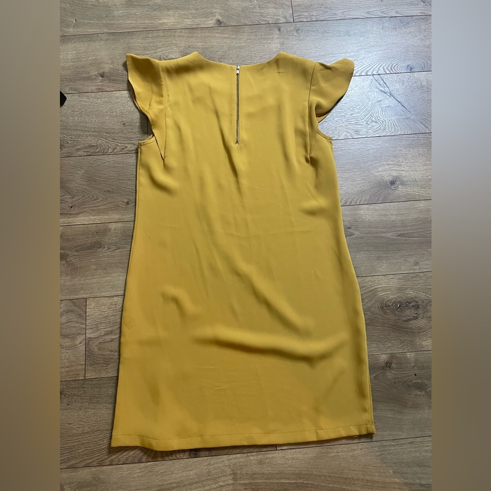 Nicole Miller Mustard Ruffle Sleeve Midi Dress - Picture 6 of 12